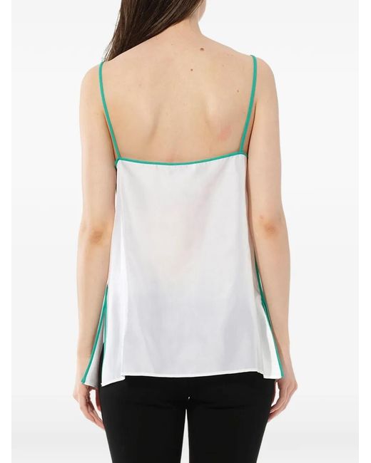 Emilio Pucci White Contrast-Trim Sleeveless Top