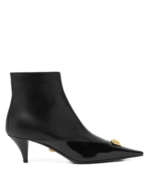 Versace Black Medusa Head Pointed-Toe Boots