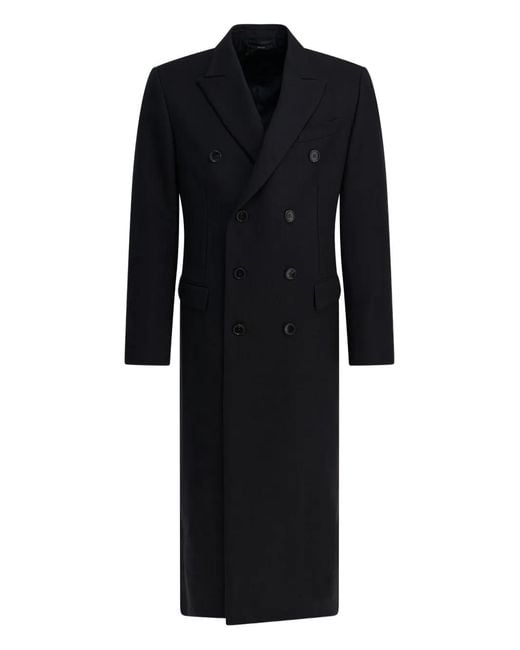 Tom Ford Black Double-Breasted Notched Coat for men