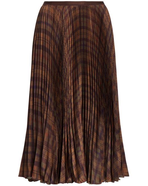 Jupe mi-longue à effet plissé Polo Ralph Lauren en coloris Marron | Lyst