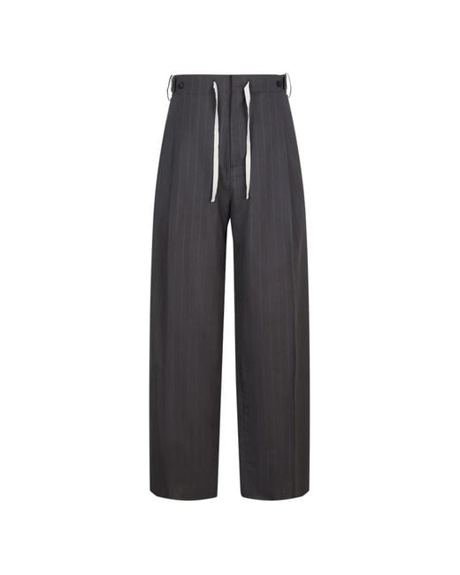 CROQUIS Blue Pinstripe-Pattern Drawstring Trousers for men
