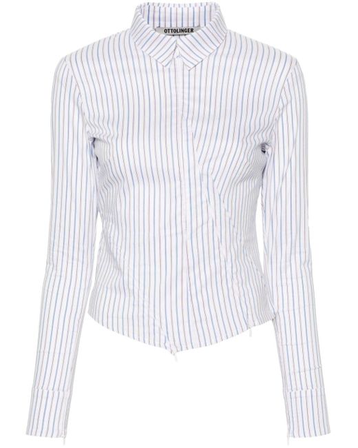 OTTOLINGER Striped Zip-up Shirt White