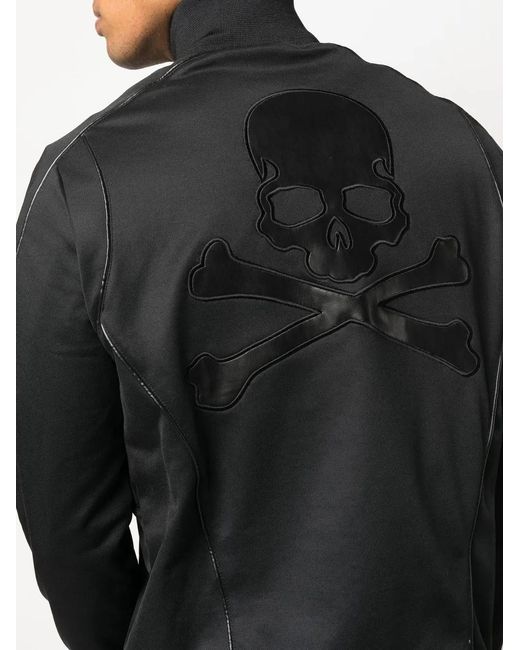 Philipp Plein Black Skull Bones Two-Piece Tracksuit Set for men