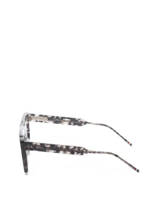 Thom Browne Black Tortoiseshell-Effect Square-Frame Glasses