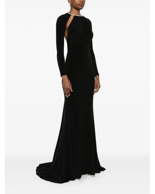 Nissa Black Open-Back Gown