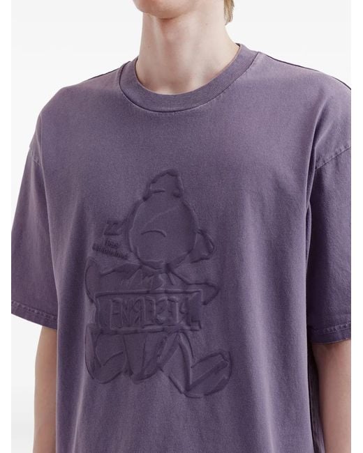 Izzue Purple Embossed-Bear T-Shirt for men
