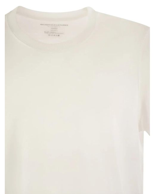 Majestic Filatures White Crew Neck Short-Sleeve T-Shirt for men