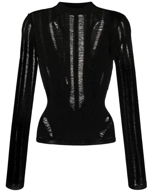 M I S B H V Black Distressed Knitted Jumper