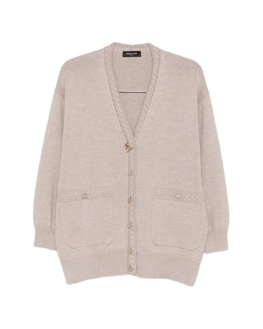 Fabiana Filippi Natural V-Neck Wool Cardigan