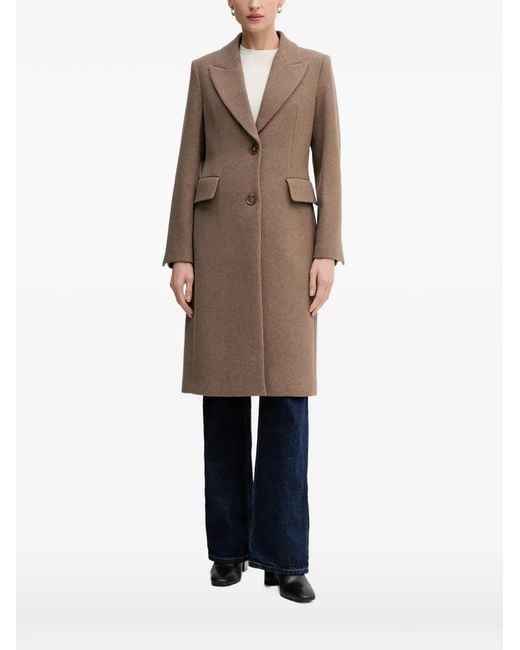 Sisley Natural Buttoned Flap-Pockets Single-Breasted Coat