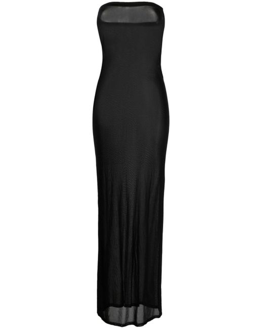 Saint Laurent Black Schulterfreies Kleid mit Sheer-Effekt