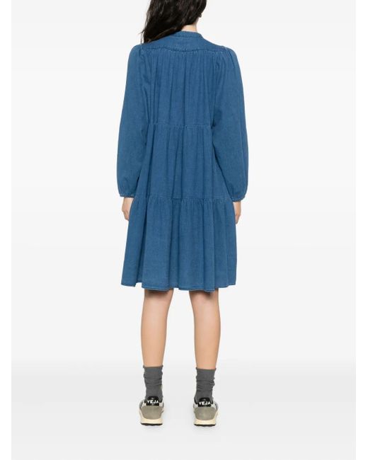 Marc O' Polo Blue Tiered Button-Front Dress