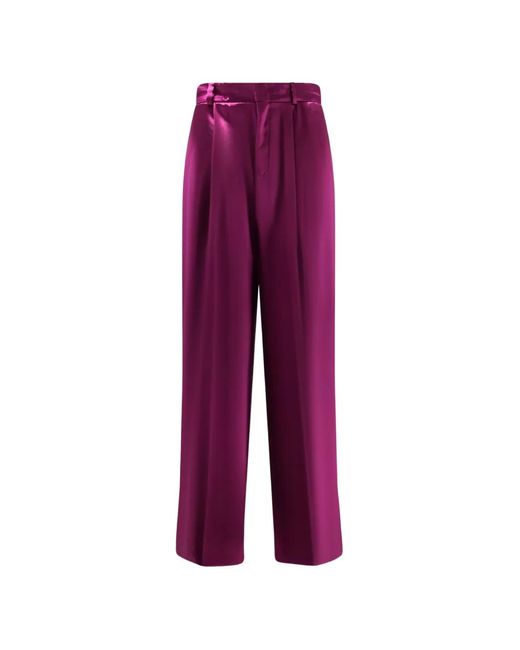 Alberta Ferretti Purple Pleated Satin Trousers