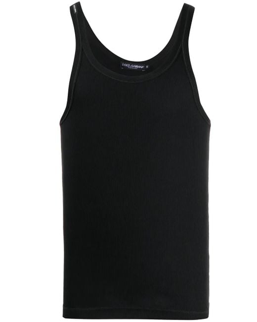 Dolce & Gabbana Black Fine-Rib Cotton Tank Top for men
