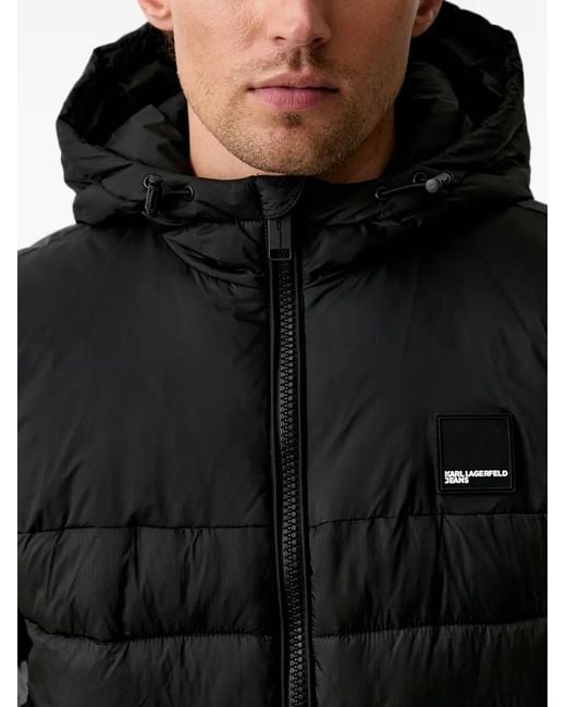Karl Lagerfeld Black Quilted Hooded Gilet for men