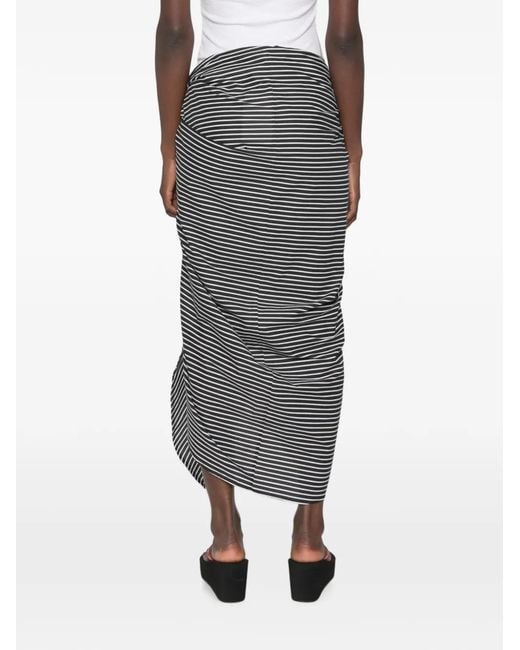 Frankie Shop Gray Striped Wrap-Style Maxi Skirt