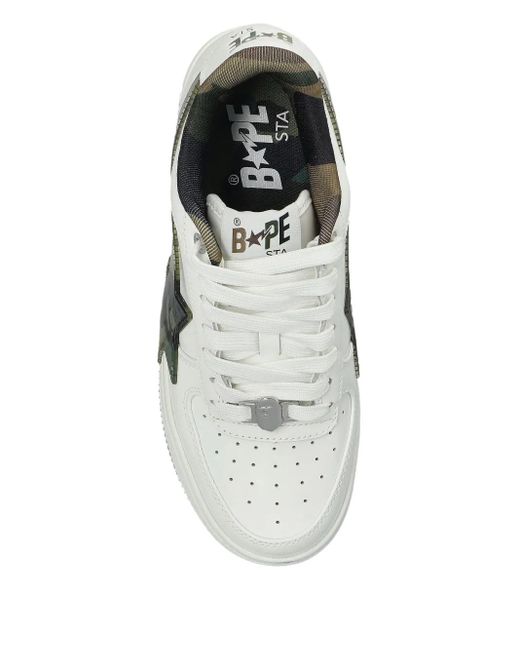 A Bathing Ape Green Sta Os Camo-Star Sneakers for men