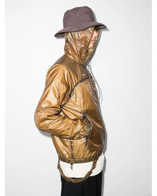 Undercover Brown Logo-Print Hooded Performance Jacket for men