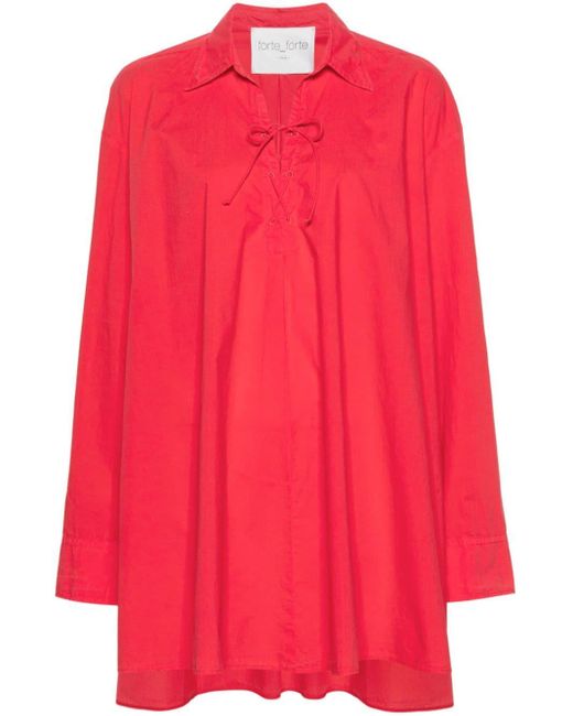 Forte Forte Mini-jurk Met Veters in het Red