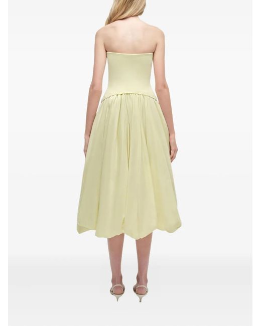 Jonathan Simkhai Yellow Strapless Balloon-Skirt Midi Day Dress