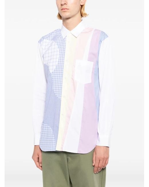 Comme des Garçons Blue Patchwork Gingham-Print Shirt for men