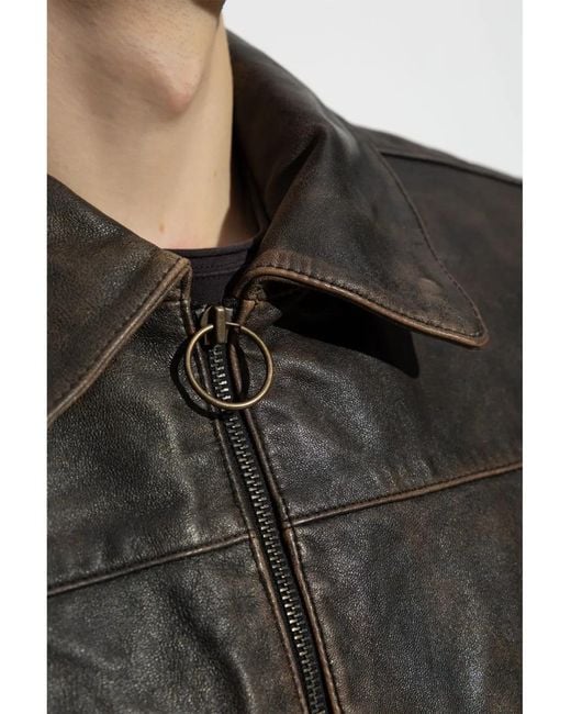 AllSaints Gray Alkan Leather Jacket for men