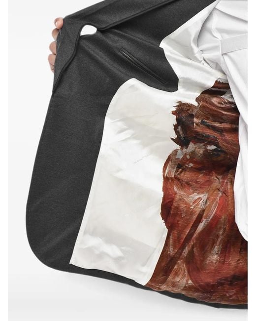 Off-White c/o Virgil Abloh Gray Single-Breasted Logo-Patch Blazer for men