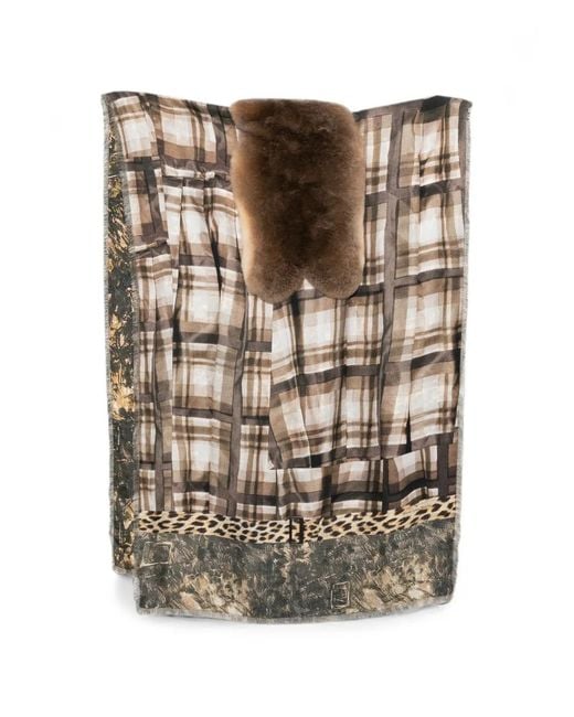 Pierre Louis Mascia Multicolor Check Leopard-Print Scarf