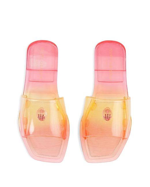 Kurt Geiger Pink Maddison Eagle-Head Flat Sandals