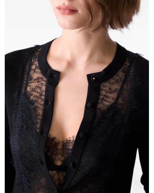 Liu Jo Black Cardigan With Lace Insert