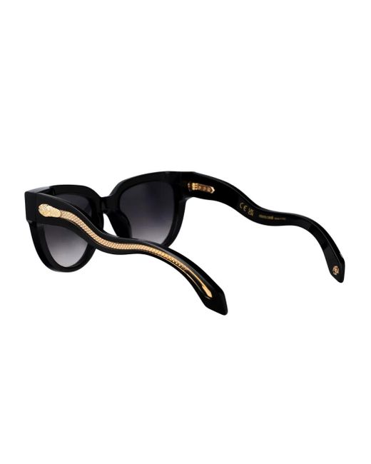 Roberto Cavalli Black Geometric-Frame Sunglasses