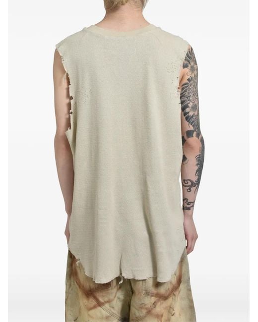 JUN/NAKAYAMA White Distressed Thermal T-Shirt for men