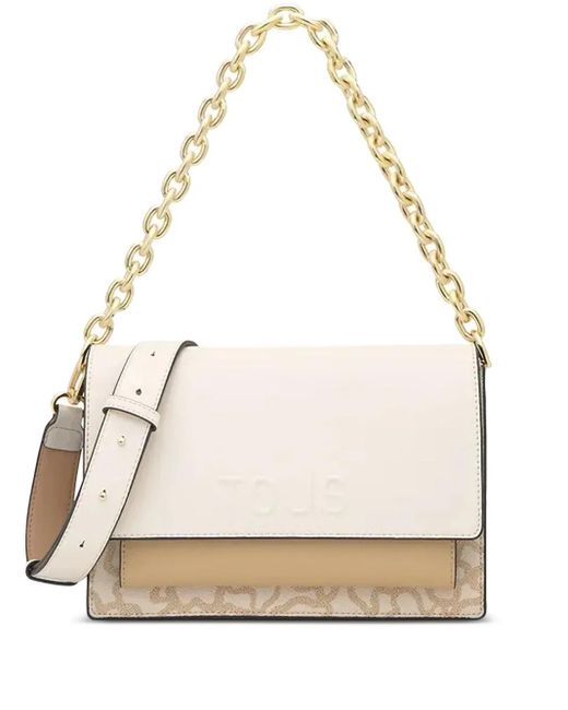 Tous チェーンストラップ バイカラーショルダーバッグ Natural