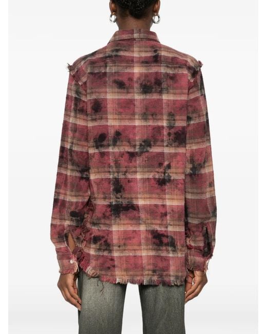R13 Red Long-Sleeve Plaid Shirt