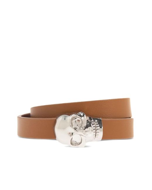 Alexander McQueen Brown Skull-Appliqué Bracelet for men