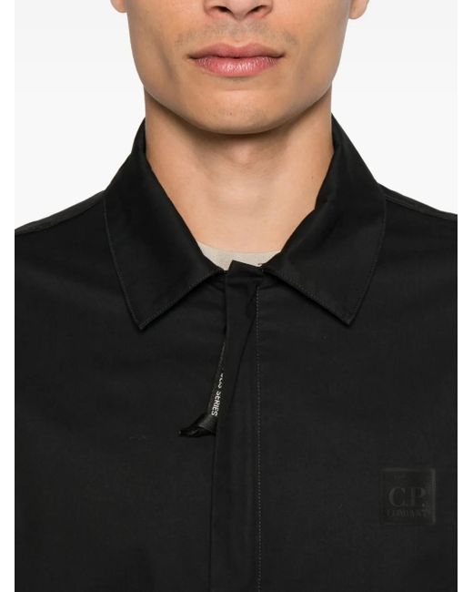 C P Company Black Logo-Detail Cotton Jacket for men