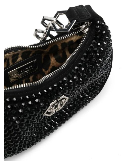 Philipp Plein Black Shoulder Bag Crystals