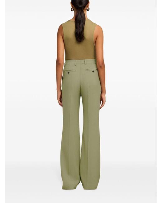 AMI Green Pressed-crease High-waisted Trousers
