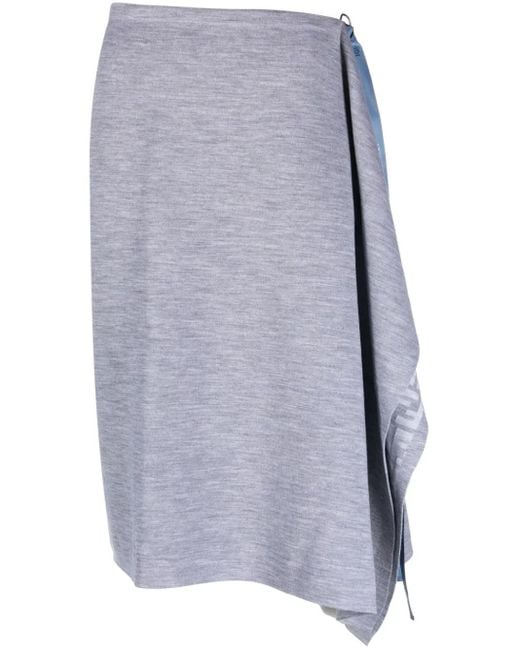 Fendi Gray Ff Wool Skirt