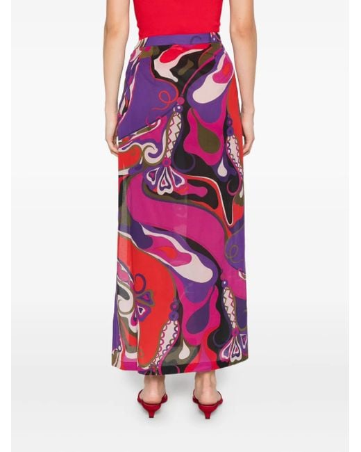 Abstract-print maxi skirt Emilio Pucci de color Red