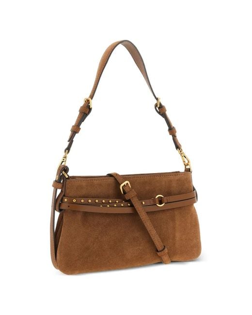 Pinko Brown Suede Shoulder Bag