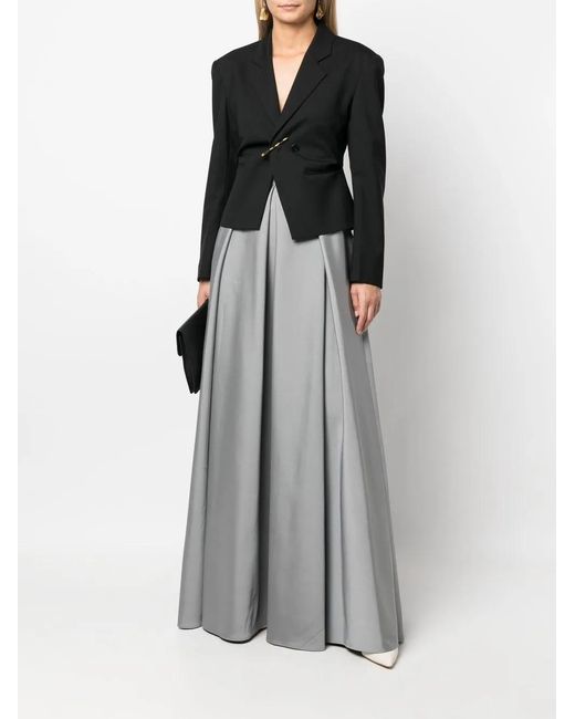 Alberta Ferretti Gray High-Waisted A-Line Maxi Skirt