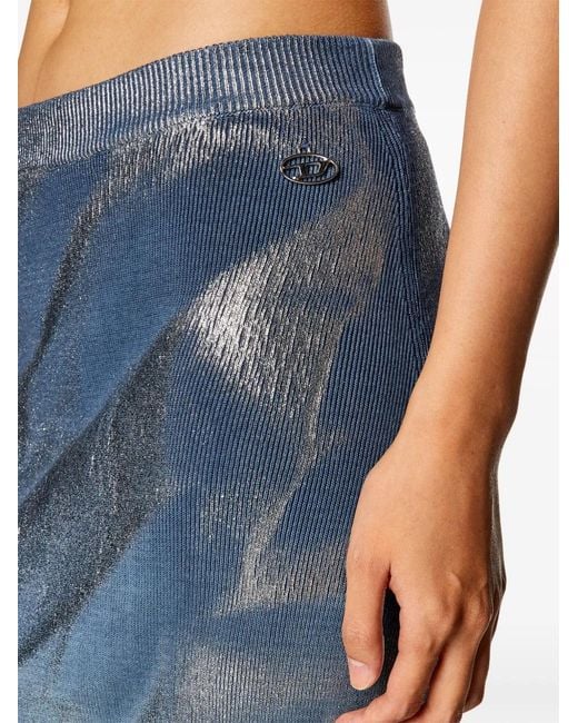 DIESEL Blue Mi-Llan Ribbed Midi Skirt
