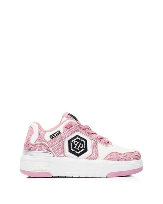 Philipp Plein レディース ピンク Sk8R ラインストーン スニーカー