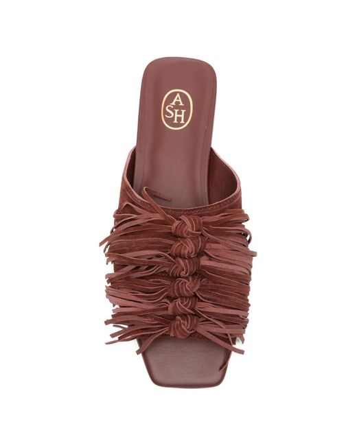 Ash Brown Fringed Flat Sandals