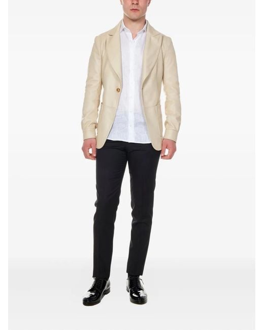Franzese Collection Natural Single-Button Patch-Pocket Blazer for men
