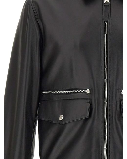 Mackage Black Jakari Flap Pocket Leather Jacket for men