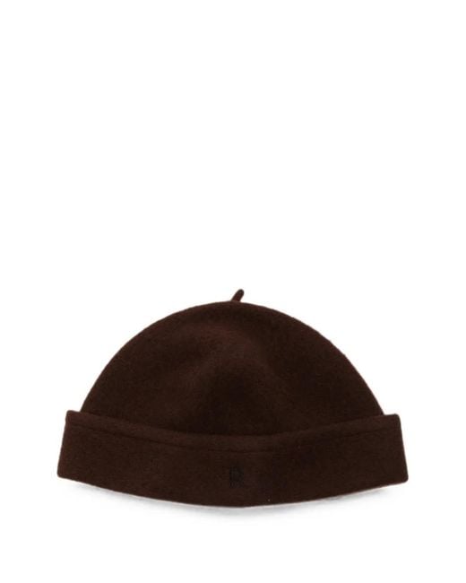 RANRA Brown Logo-Embroidered Felt Beanie Hat for men