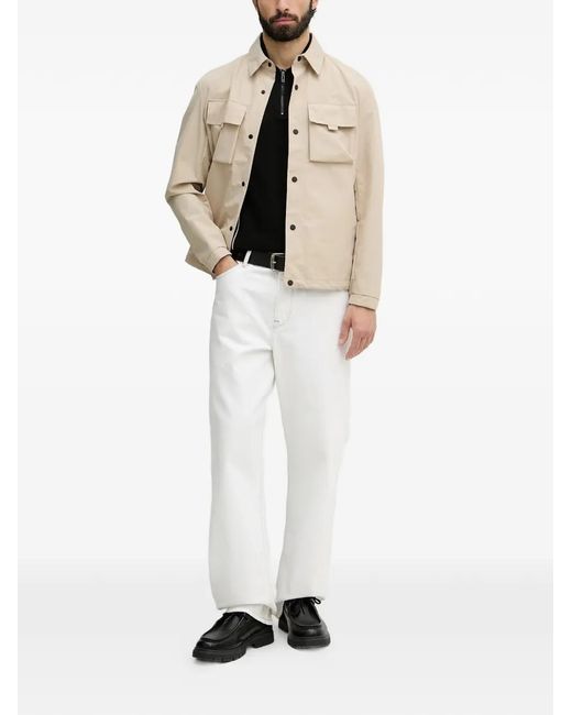 ARMANI EXCHANGE White Piped Zip-Fastening Polo Shirt for men