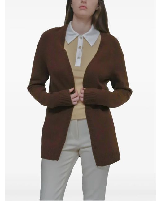 Rosetta Getty Brown Cashmere-Wool Open-Front Ribbed Cardigan